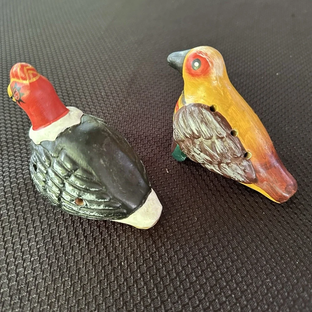 Lot of 2‎ Water Bird Whistles Peru Wood Handmade Hand Painted Colorful